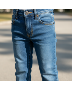 High Waist Light Wash Wide Leg Jeans with Pleated Design